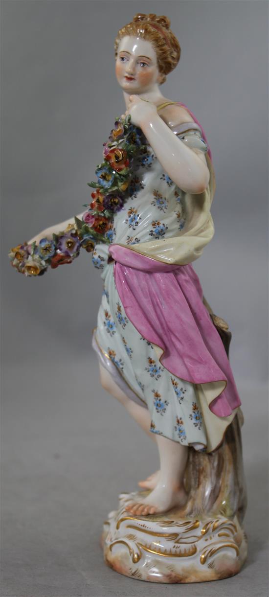 A Meissen figure of a maiden emblematic of Spring, late 19th century, 20cm